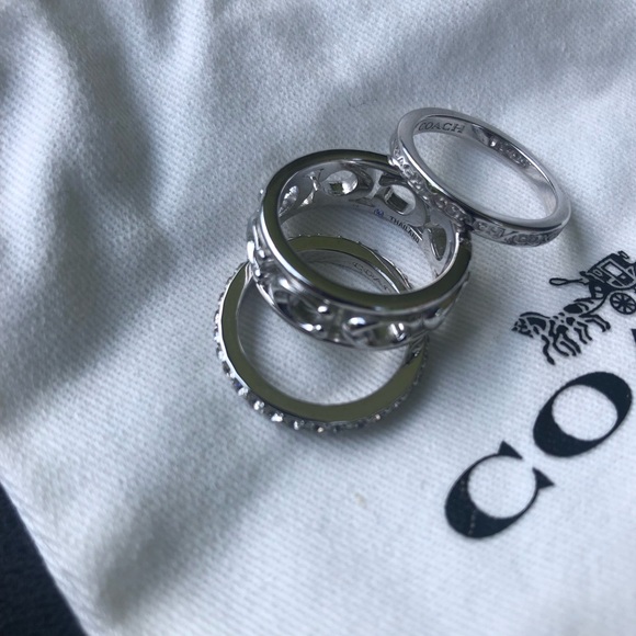 Coach Silver Three Stackable Ring Set - Picture 3 of 8